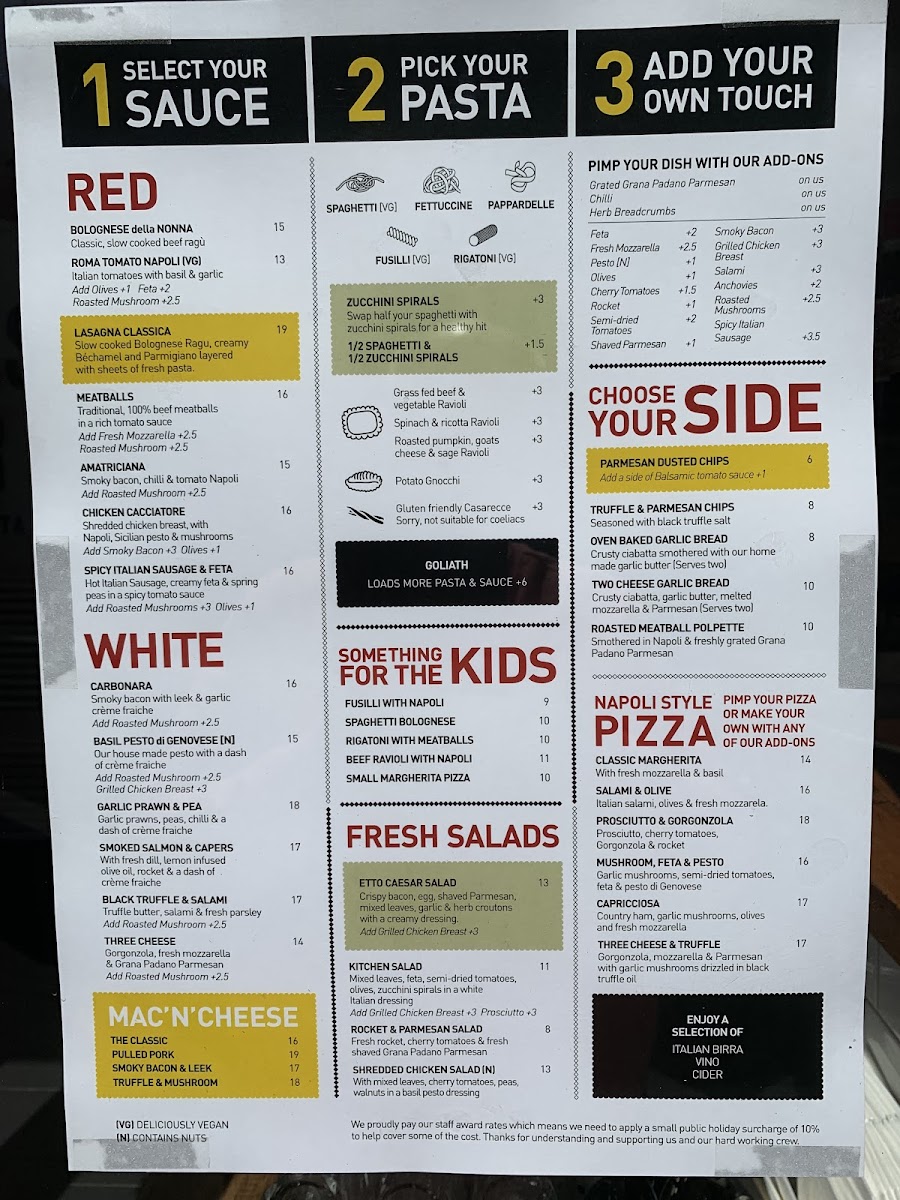 Menu Etto Pasta Bar - Elsternwick-2