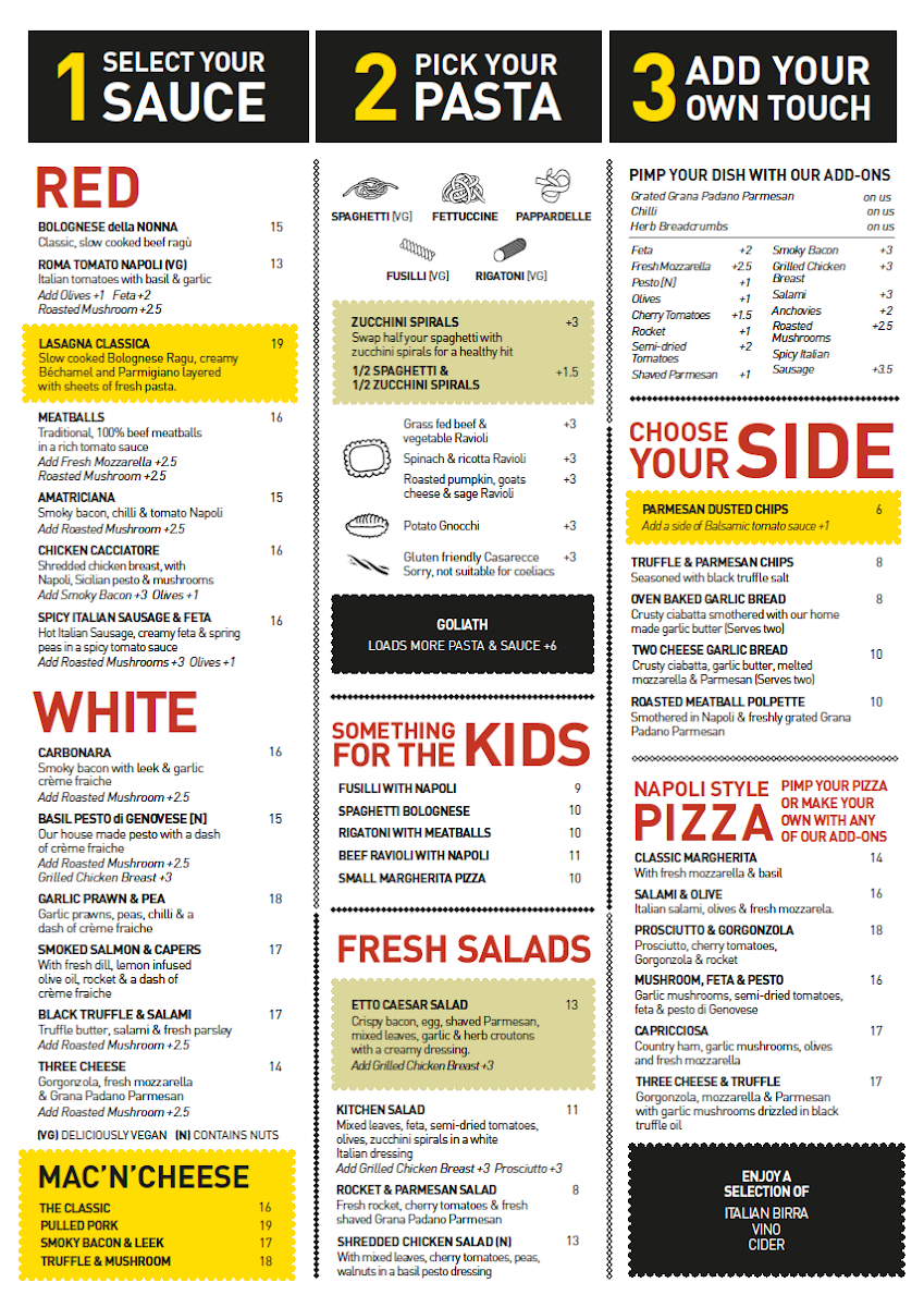 Menu Etto Pasta Bar - Elsternwick-3